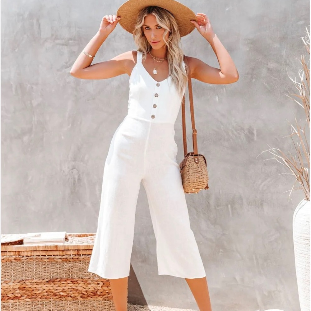 Vici Meadow Linen Blend Tie Back Jumpsuit